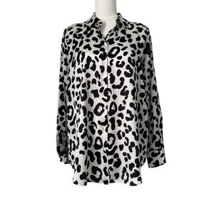 ZARA | Leopard Print Oversized Long Sleeve Shirt Sz M